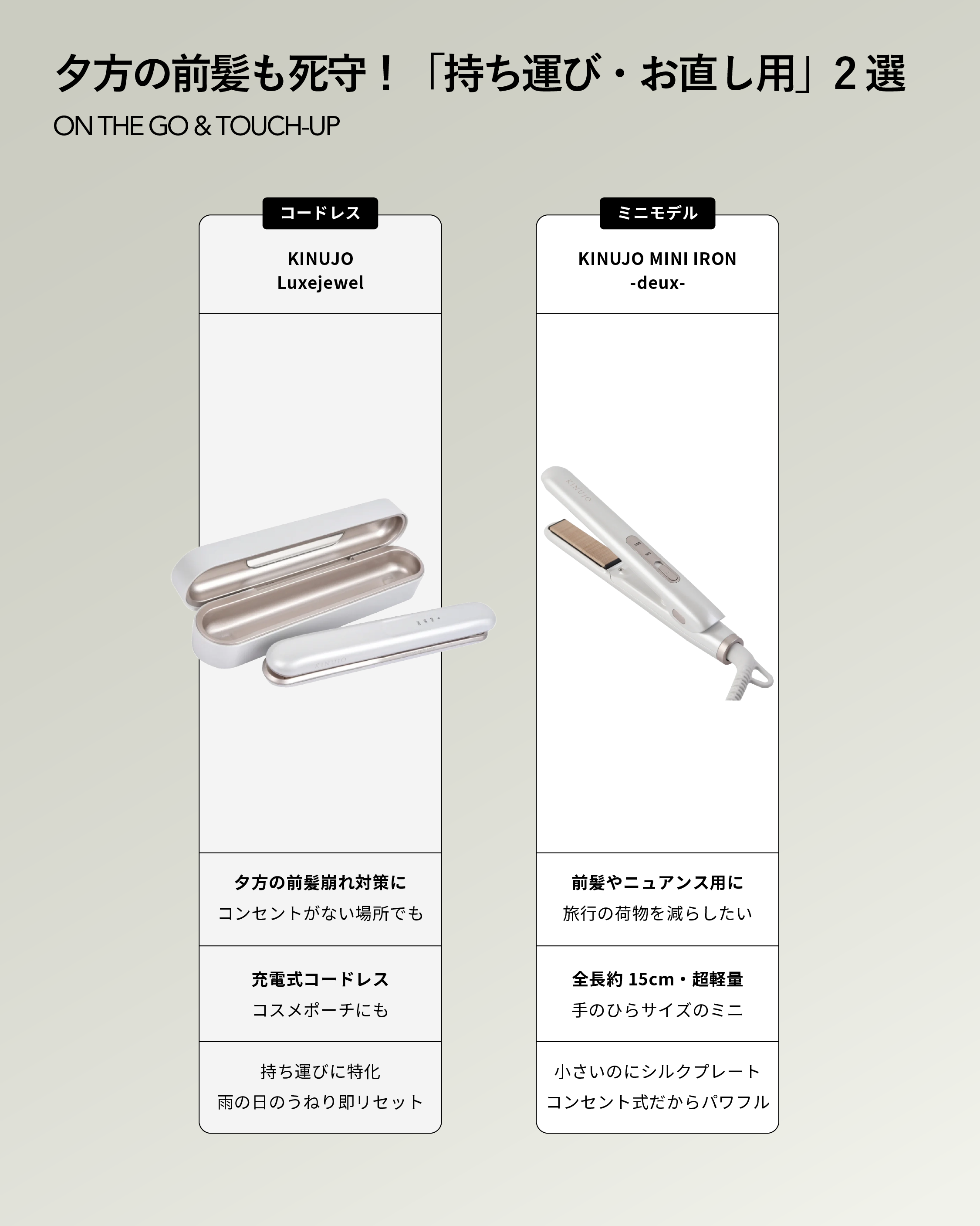 KINUJO Luxejewel（ラグジュエル コードレスアイロン）